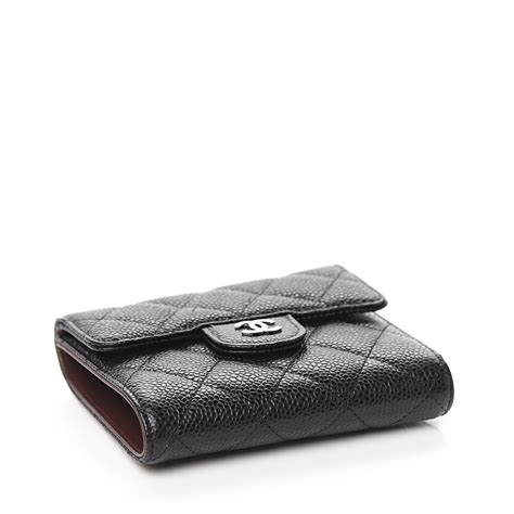 chanel flap compact wallet quilted caviar gold-tone black|Wallets on Chain .